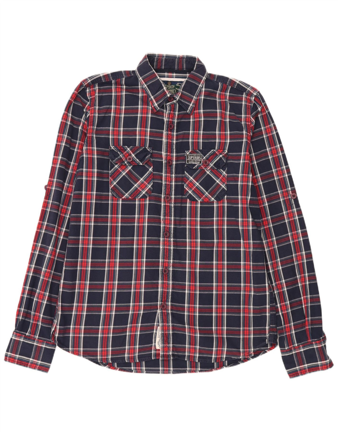 Cămașă de flanel pentru bărbați Superdry 2XL, bumbac cu carouri bleumarin