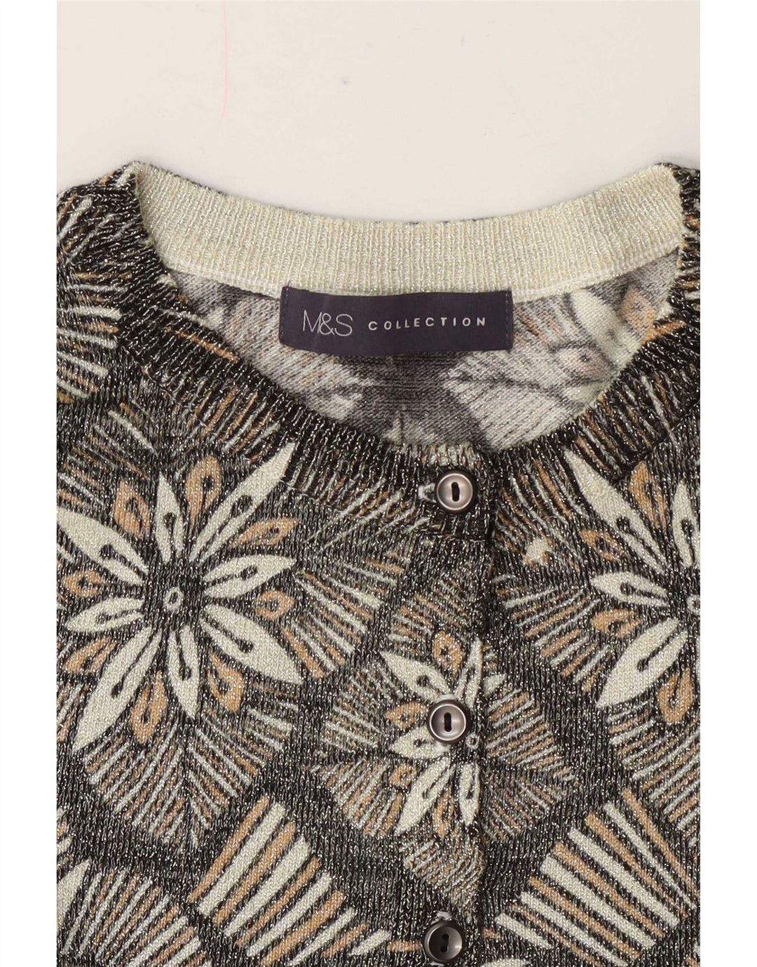 Pulover cardigan pentru femei Marks & Spencer UK 14 Medium Gri Floral Classic