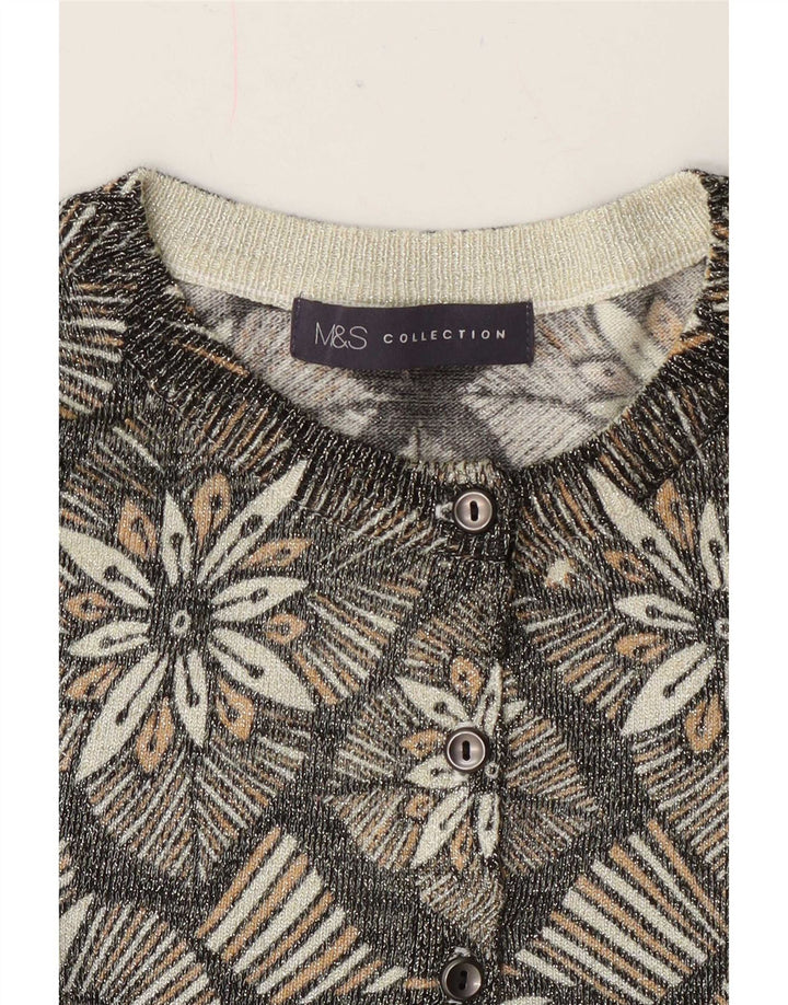 Pulover cardigan pentru femei Marks & Spencer UK 14 Medium Gri Floral Classic