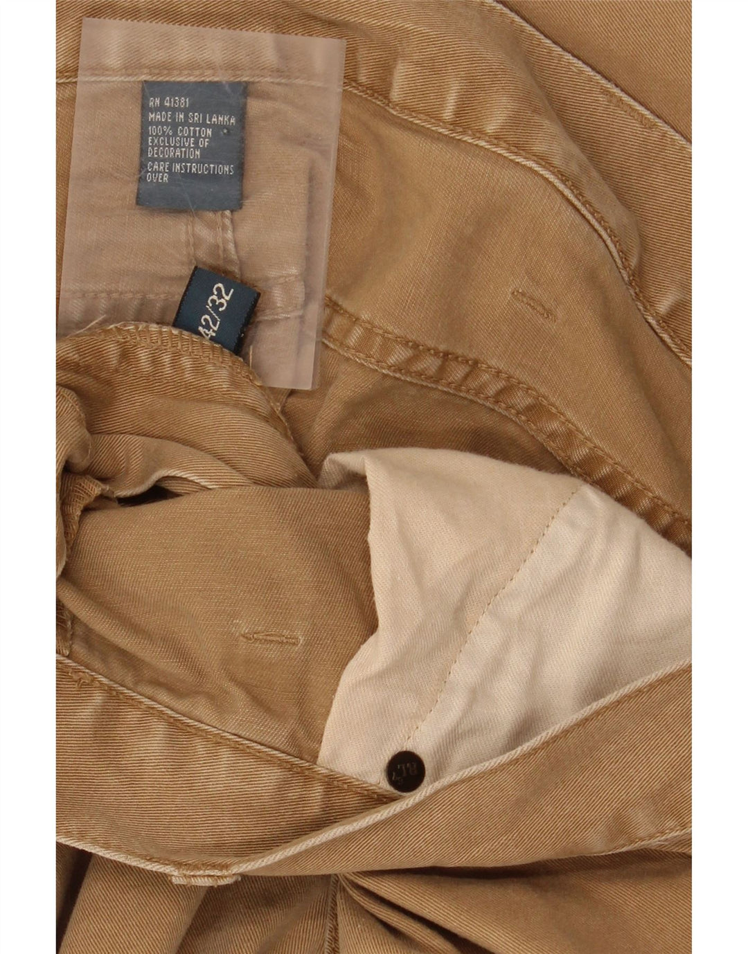 Pantaloni casual drepti pentru bărbați RALPH LAUREN L42 L32 bumbac bej
