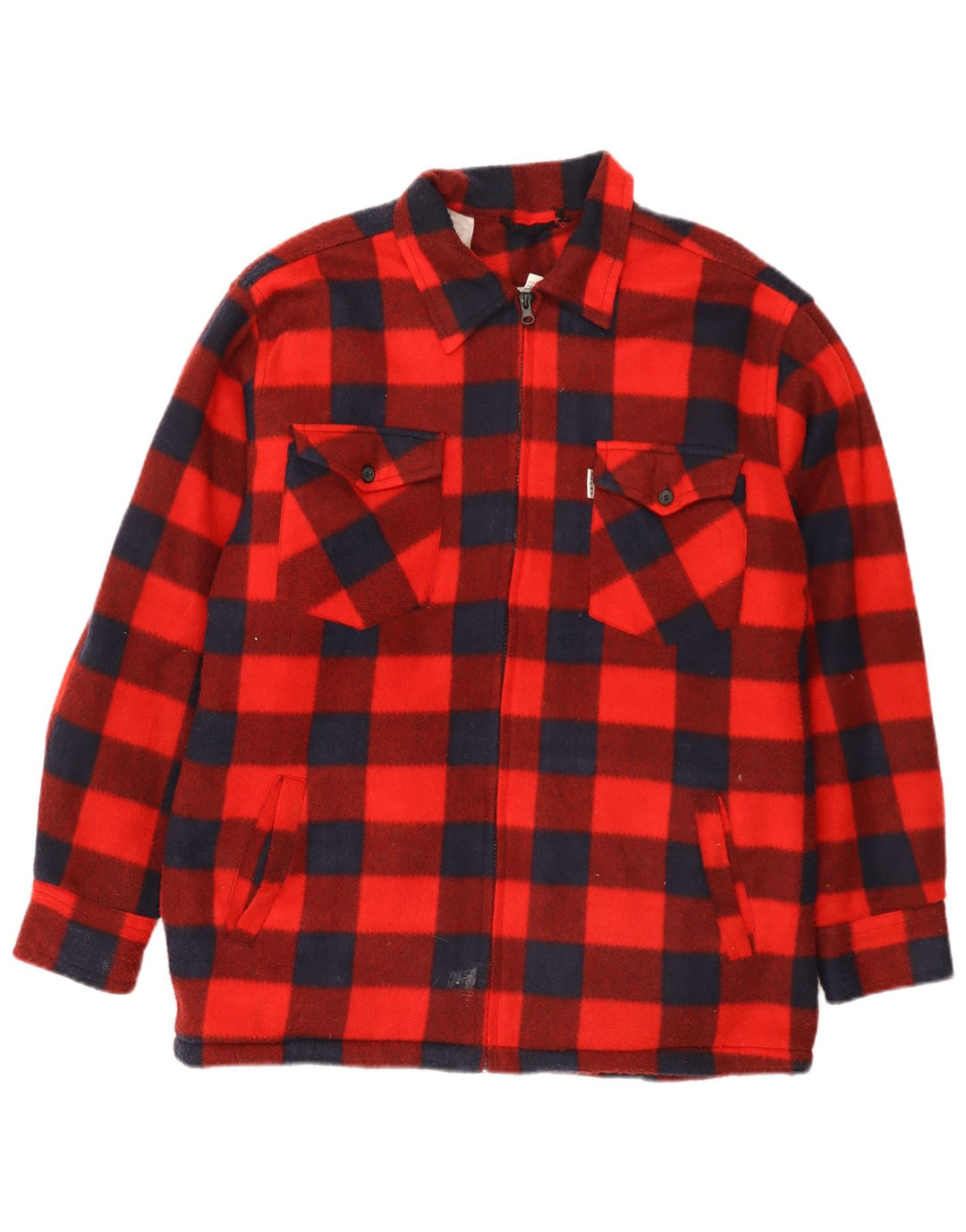 Cămașă vintage pentru bărbați din fleece Lumberjack, mare, roșu, poliester