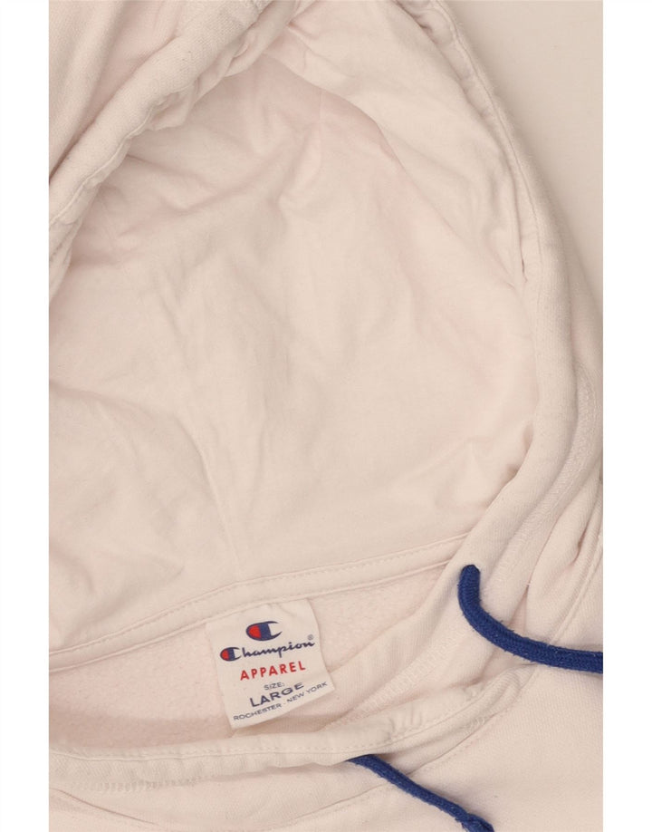 Pulover pentru fete CHAMPION cu glugă cu grafic 11-12 ani, mare, alb, bumbac