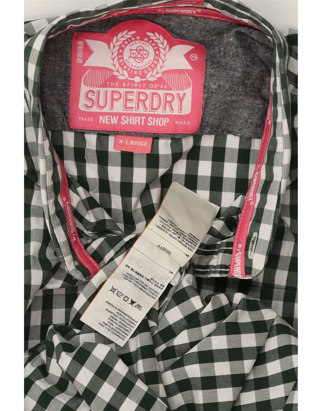 Cămașă pentru bărbați SUPERDRY XL, bumbac vichy verde