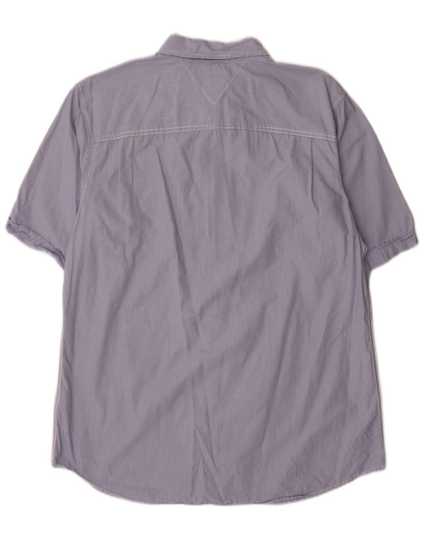 Tommy Hilfiger Mens Short Sleeve Shirt XL Blue Pinstripe Cotton