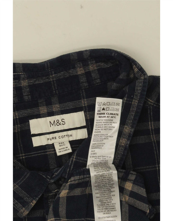 Cămașă pentru bărbați Marks & Spencer din velur 3XL, bumbac cu carouri bleumarin