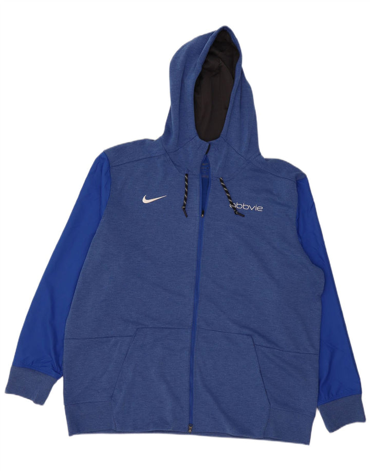 Pulover Nike pentru bărbați, cu fermoar, 2XL, albastru, poliester