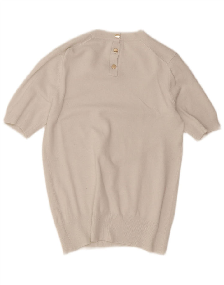 Pulover pentru femei Zara cu mânecă scurtă cu decolteu triplu UK 12 Medium White