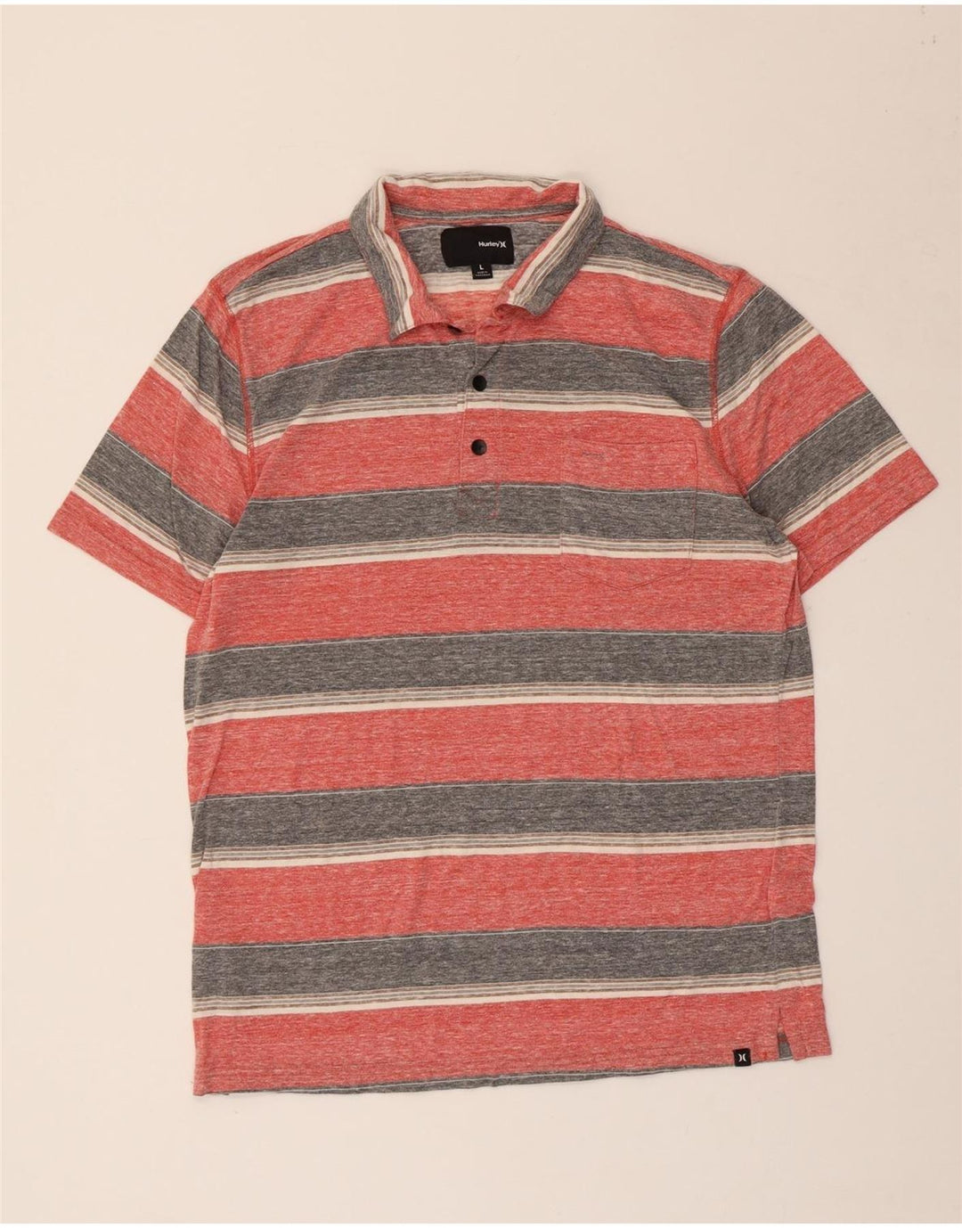 Tricou polo Hurley pentru bărbați, poliester cu dungi roz, mare