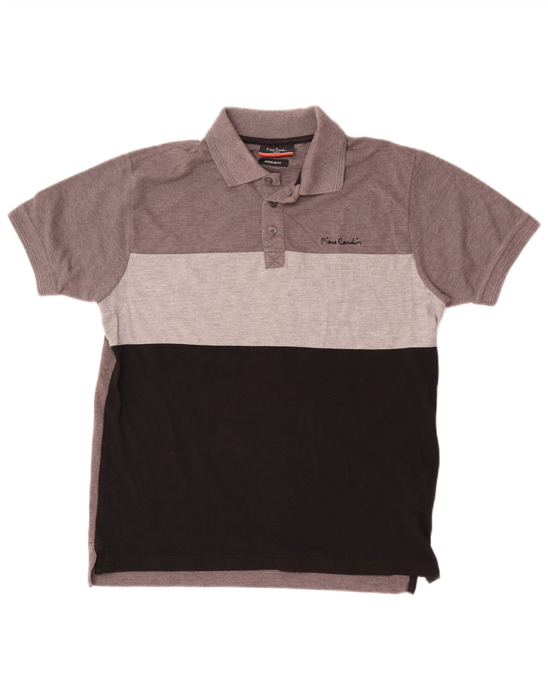 Cămașă polo Pierre Cardin pentru bărbați, cu croială obișnuită, gri mic, poliester color bloc