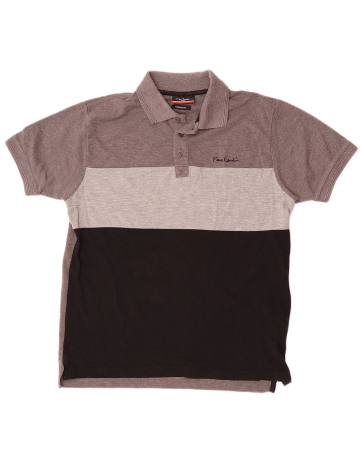 Cămașă polo Pierre Cardin pentru bărbați, cu croială obișnuită, gri mic, poliester color bloc