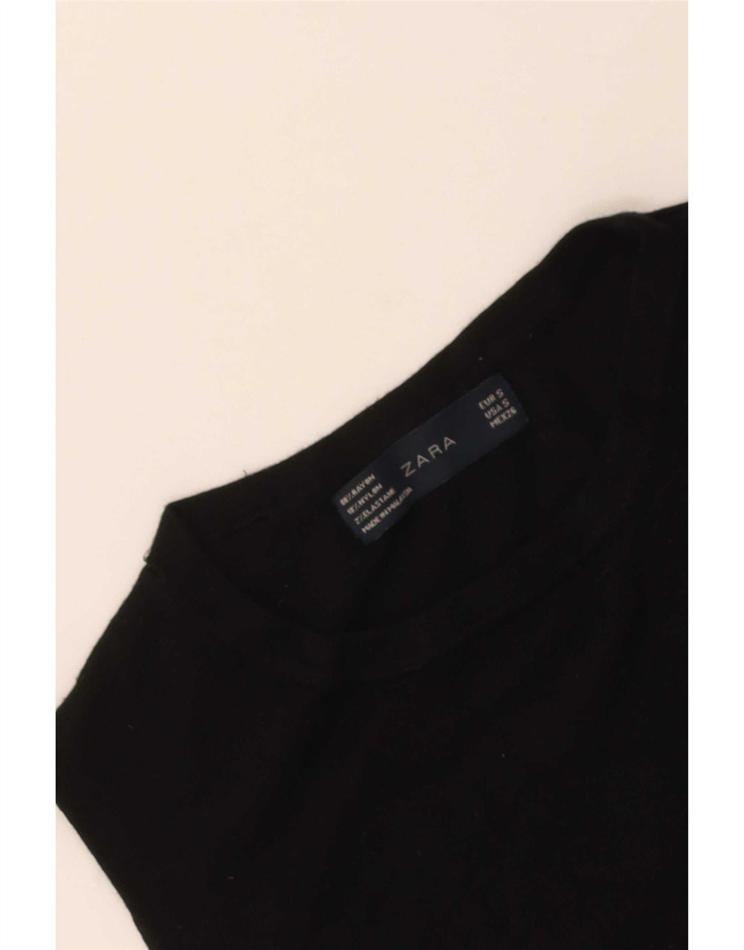 Zara Femei Vest Tank Top UK 8 Small Black Rayon