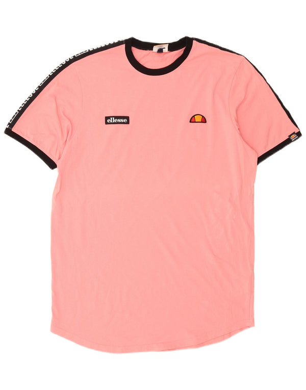Tricou cu grafică pentru bărbați Ellesse Top 2XL roz din bumbac color bloc