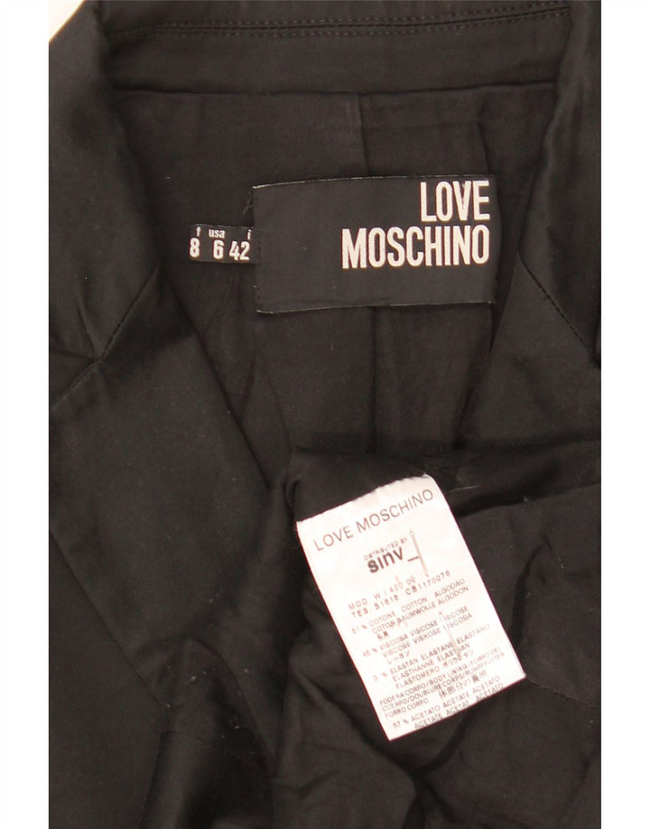 Jachetă pentru femei Moschino Crop 3 Button Blazer IT 42 Medium Black Bumbac