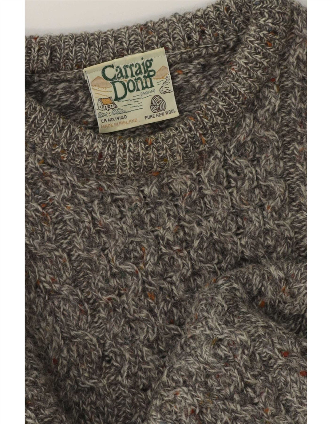 Pulover pentru bărbați Carraig Donn, lână nouă, gri mediu