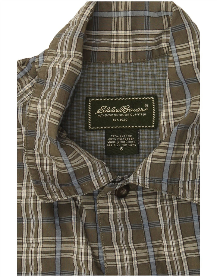 Cămașă cu mânecă scurtă pentru bărbați EDDIE BAUER, bumbac cu carouri mici, gri
