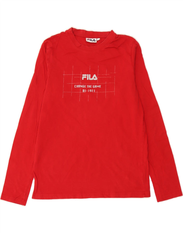 FILA Boys Graphic Top Long Sleeve 13-14 Years Red Cotton Vintage Fila and Second-Hand Fila from Messina Hembry 