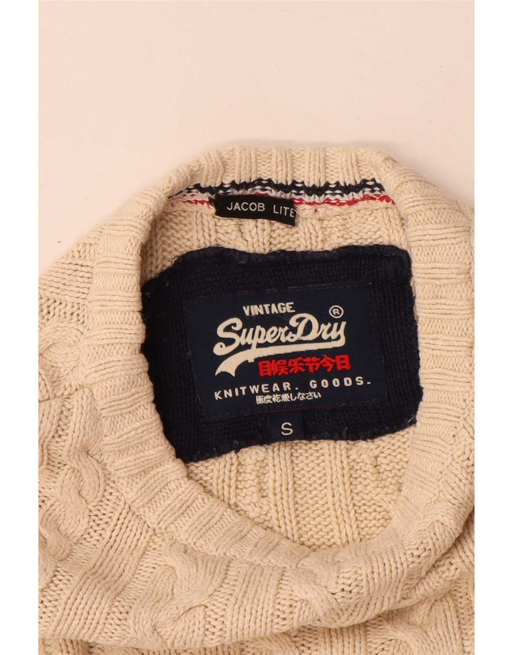 Pulover Superdry pentru bărbați, cu gât crew, bumbac mic, bej