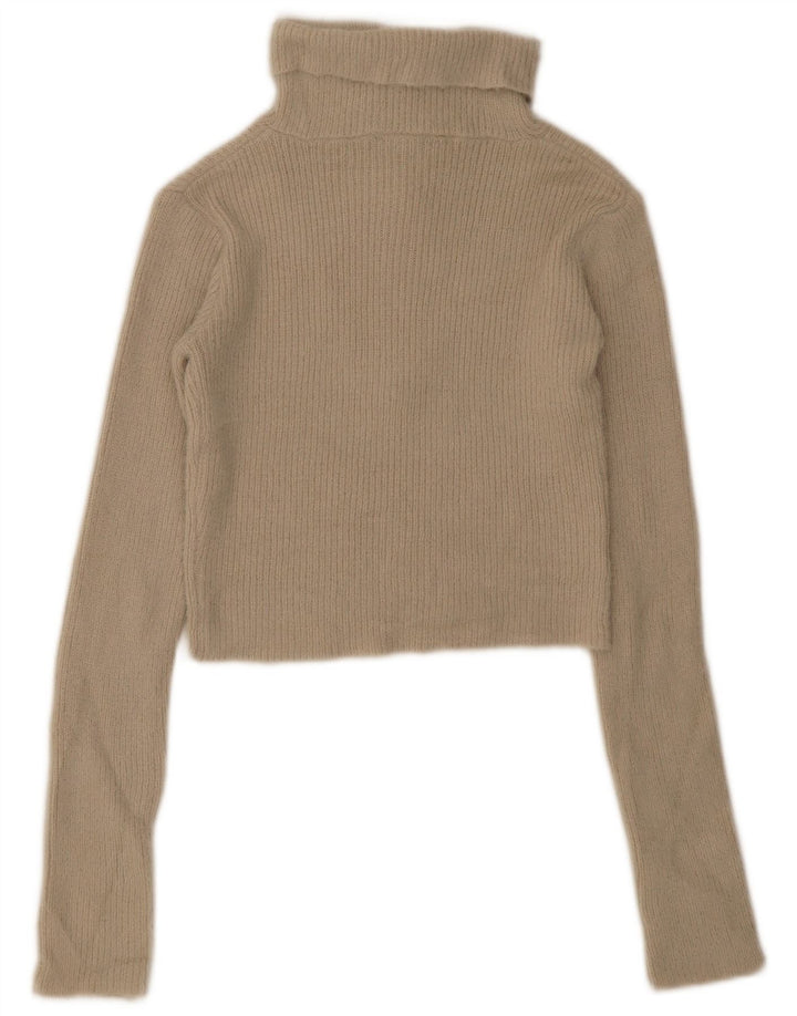 Pulover pentru femei Zara Crop, cu fermoar și gât, UK 12 Bej mediu