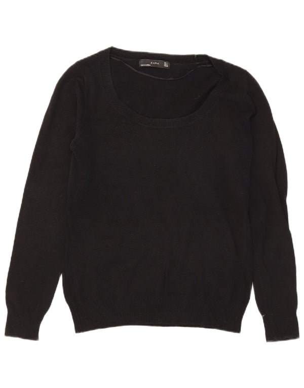 Pulover pentru femei Zara cu gât de barcă UK 14 mare negru