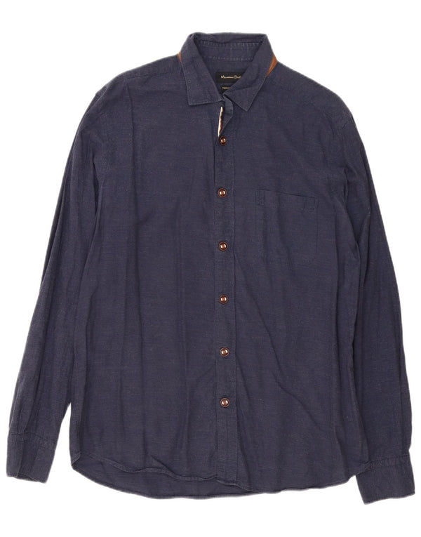 Massimo Dutti Mens Shirt Large Navy Blue