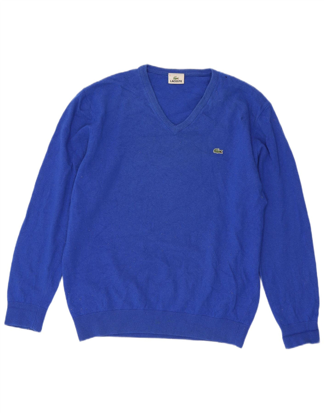 Pulover pentru bărbați Lacoste cu decolteu în V, mărime 6 XL, lână virgină albastră