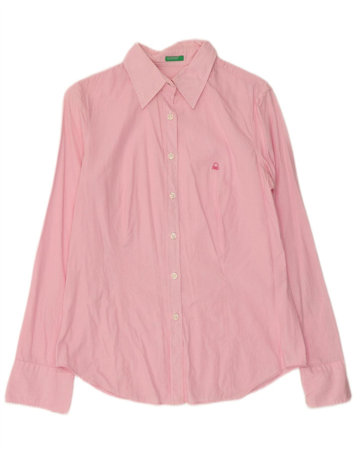 Cămașă Benetton pentru femei UK 12 Medium Pink Pinstripe