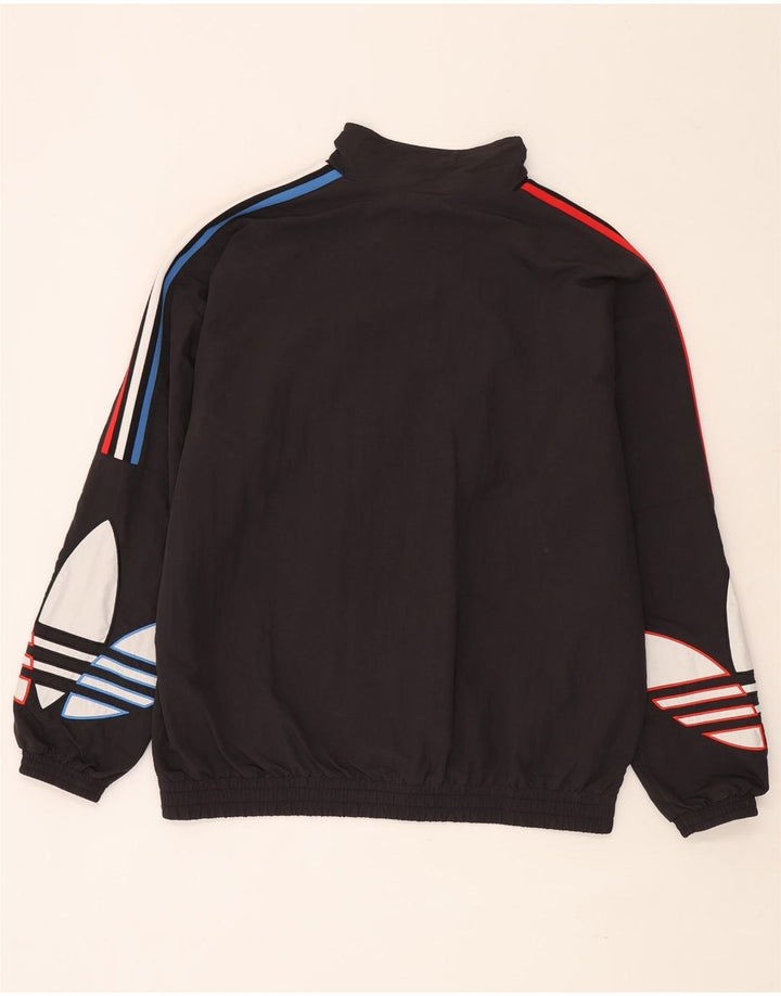 Jachetă de top pentru trening grafic Adidas pentru bărbați, mare, neagră, poliamidă
