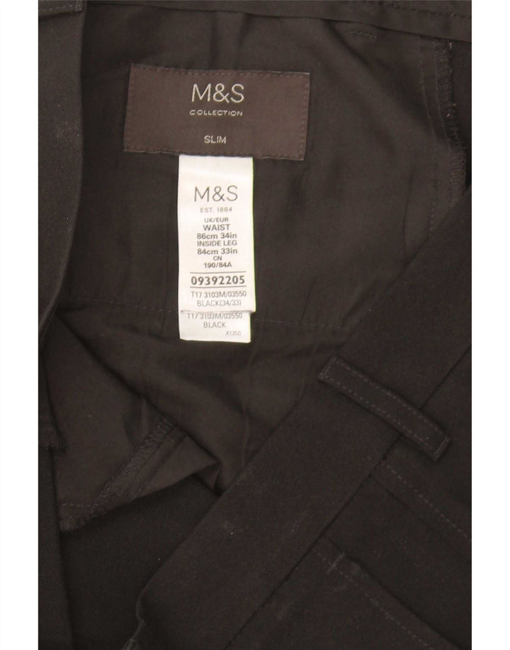 Pantaloni chino subțiri pentru bărbați Marks & Spencer L34 L33 Poliester negru
