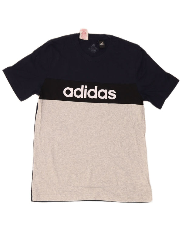 Tricou grafic Adidas pentru băieți Top 13-14 ani, albastru bleumarin, bumbac color bloc