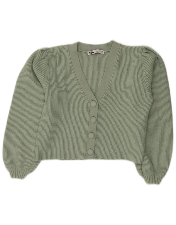 Pulover cardigan pentru femei Zara UK 10 mic verde viscoză