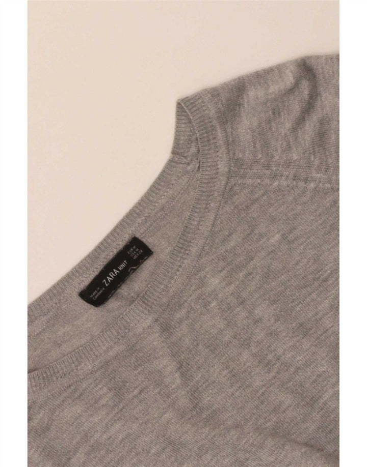 Pulover pentru femeie cu gât de barcă Zara UK 14, gri mediu