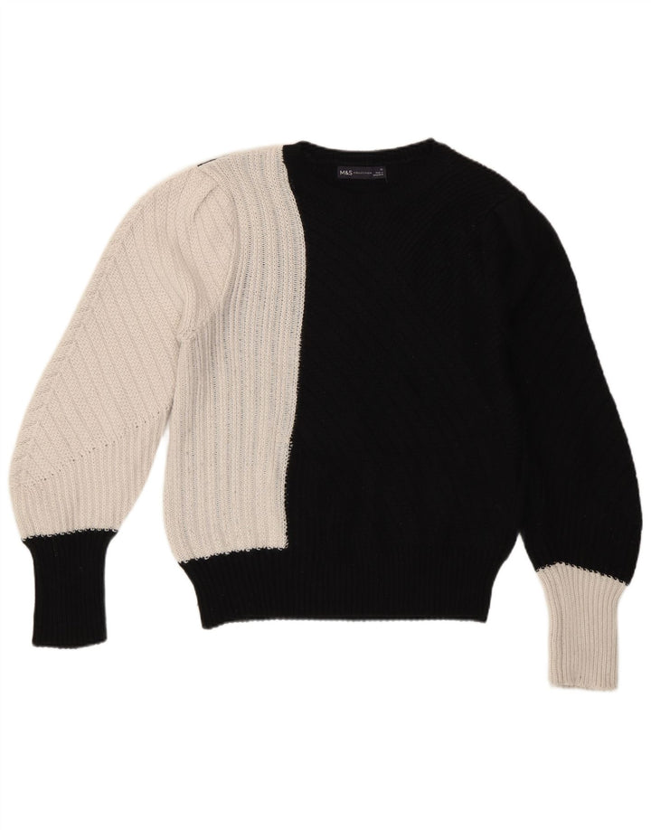 Pulover pentru femei Marks & Spencer cu decolteu triplu UK 12 Medium Negru