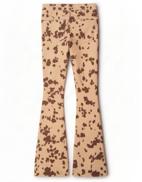 Blugi evazați pentru femei Zara EU 36 XS W26 L33 Bej Bumbac cu imprimeu animal