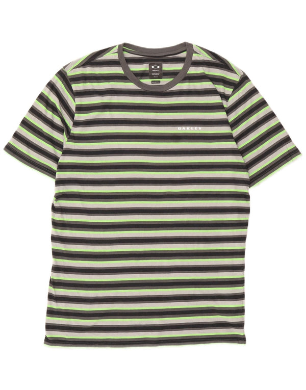Tricou Oakley pentru bărbați, cu formă regulată, XL, bumbac cu dungi verzi