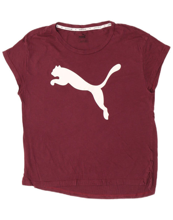 Tricou cu mânecă scurtă Puma pentru femei Regular Graphic Top UK 12 Medium Burgundy