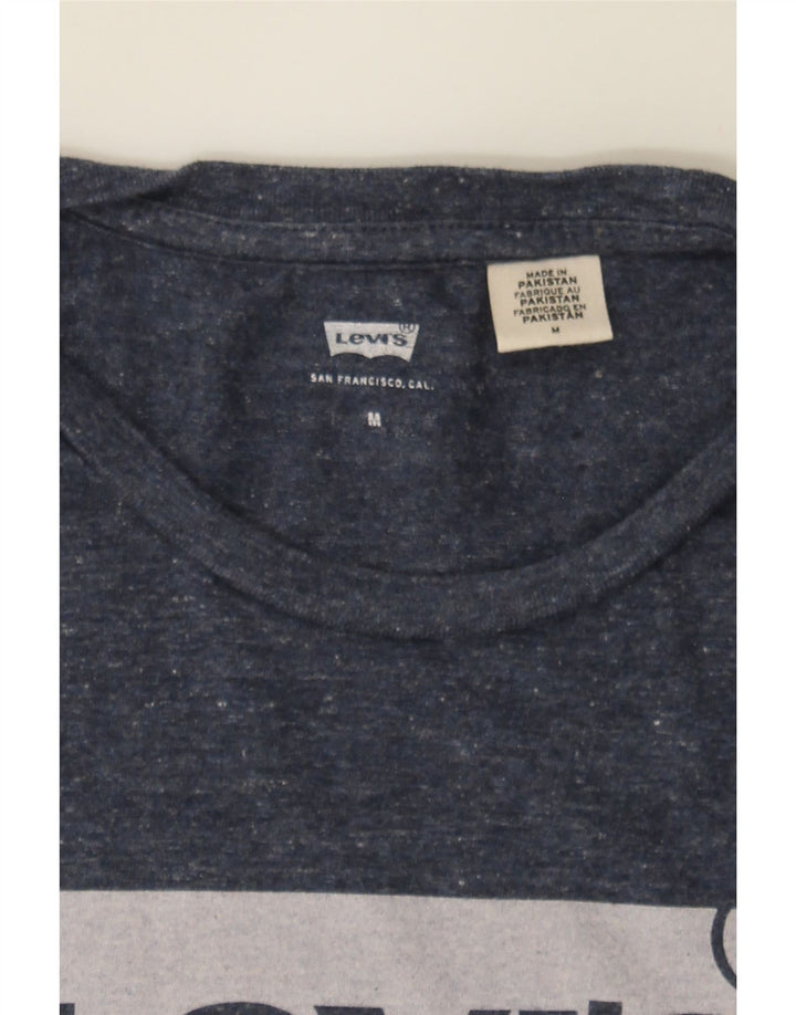 LEVI'S Mens Graphic T-Shirt Top Medium Navy Blue Flecked Cotton Vintage Levi's and Second-Hand Levi's from Messina Hembry 