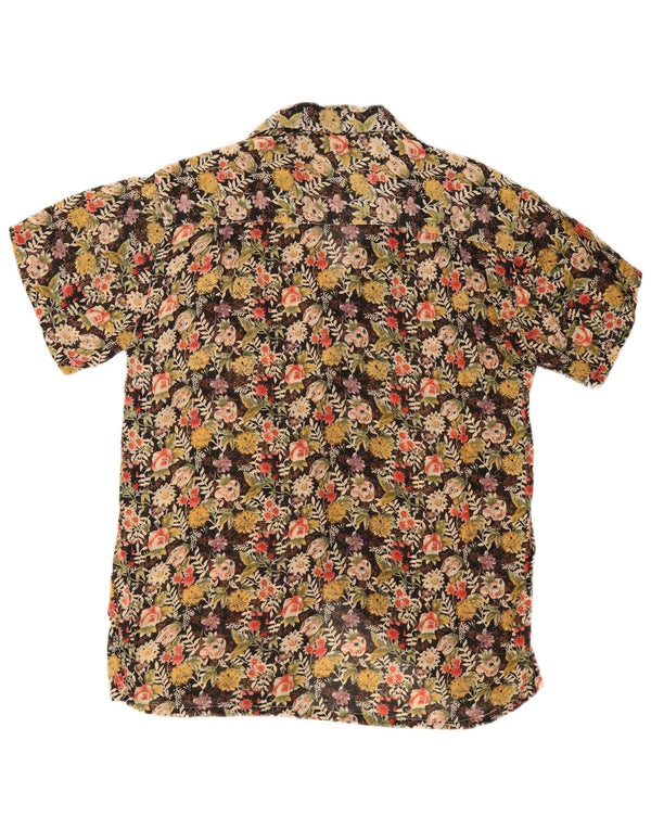 Bluză vintage cămașă cu mânecă scurtă pentru femei UK 16 mare, multicoloră, florală