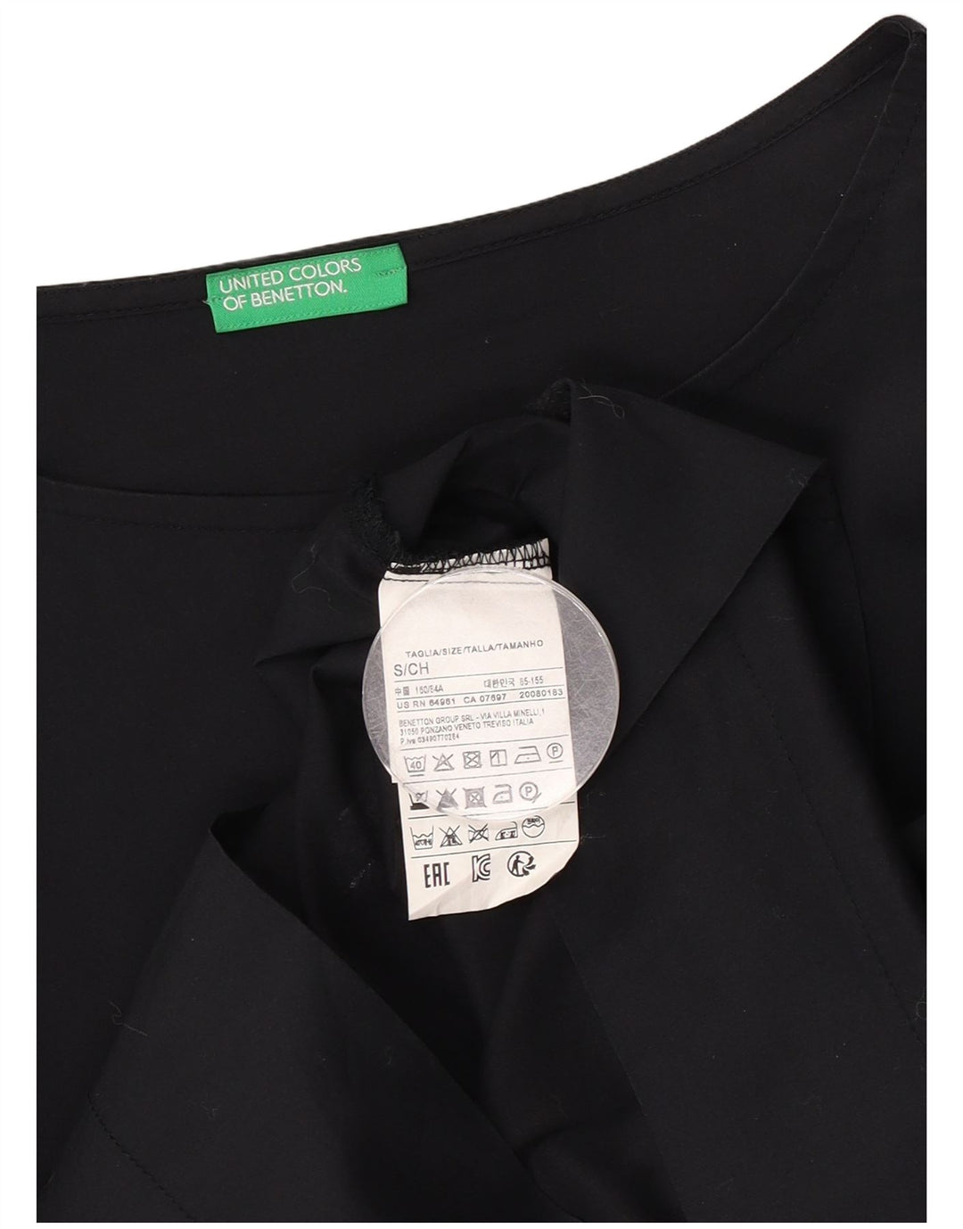 Bluză supradimensionată pentru femei Benetton UK 10 Bumbac negru mic