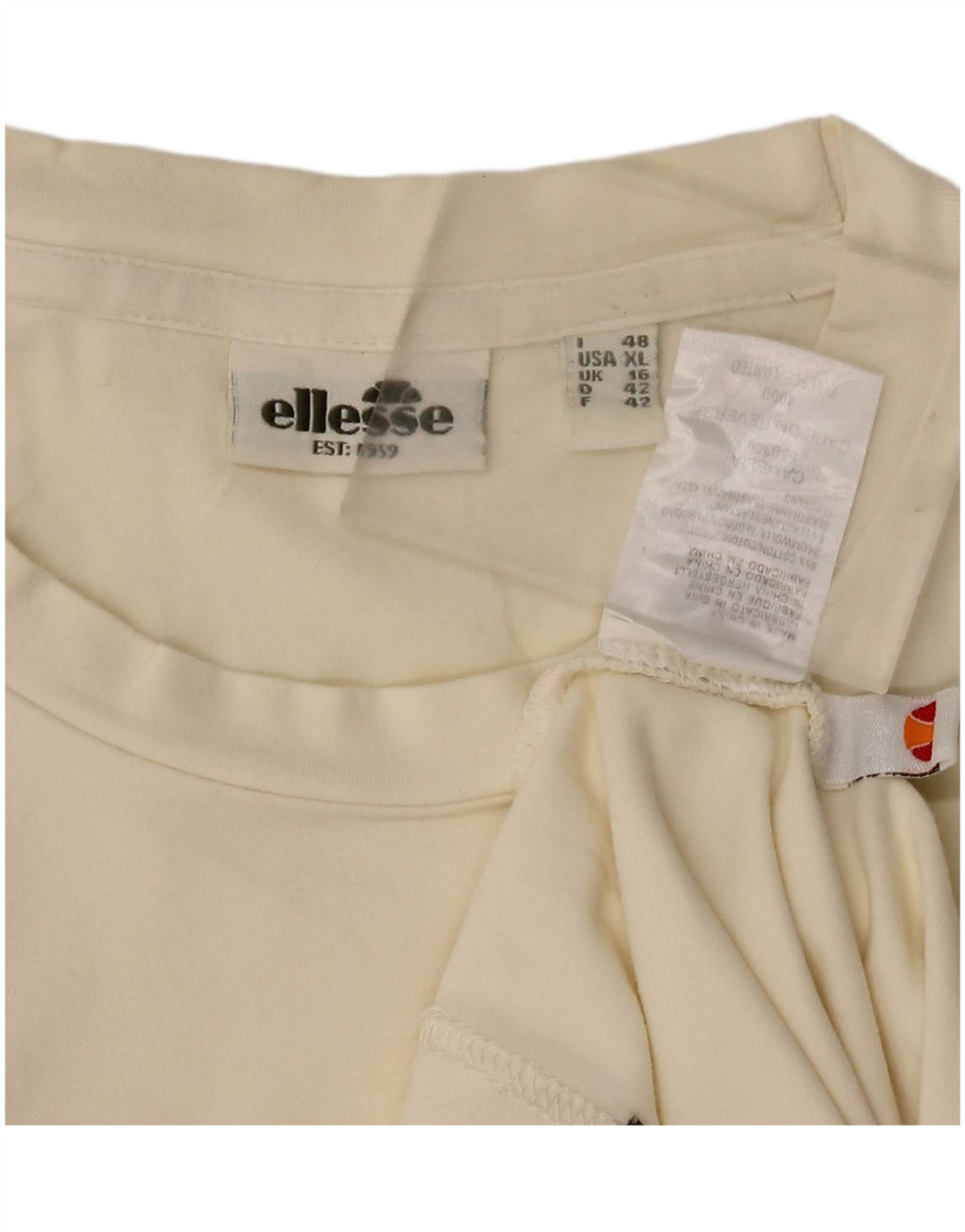 ELLESSE Top grafic pentru femei cu mânecă lungă UK 16 mare bumbac alb