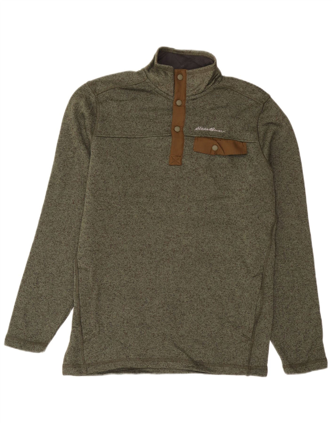 Hanorac pentru bărbați Eddie Bauer, înalt, cu gât cu nasturi, pulat mediu kaki
