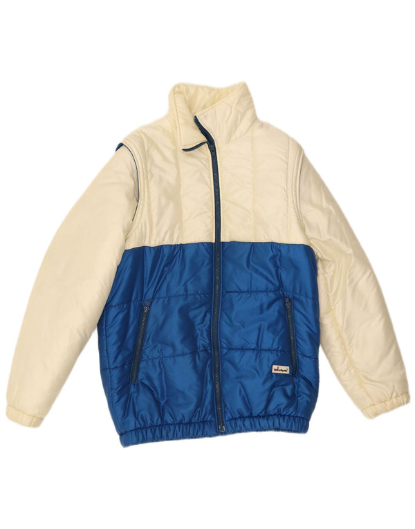 Jachetă de schi vintage pentru bărbați UK 36 Small Colorblock alb