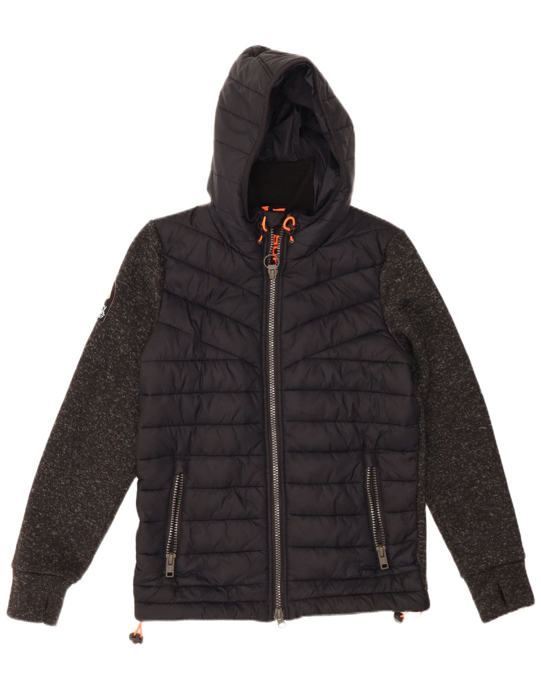 SUPERDRY Jachetă căptușită cu glugă pentru bărbați UK 38 Medium Black Colorblock Nylon
