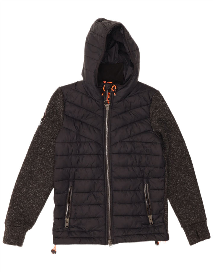 SUPERDRY Jachetă căptușită cu glugă pentru bărbați UK 38 Medium Black Colorblock Nylon