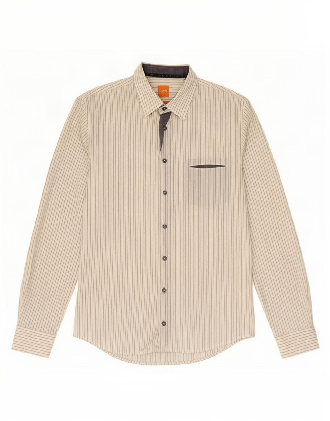 Cămașă pentru femei Hugo Boss Slim Fit, bumbac alb mediu cu dungi