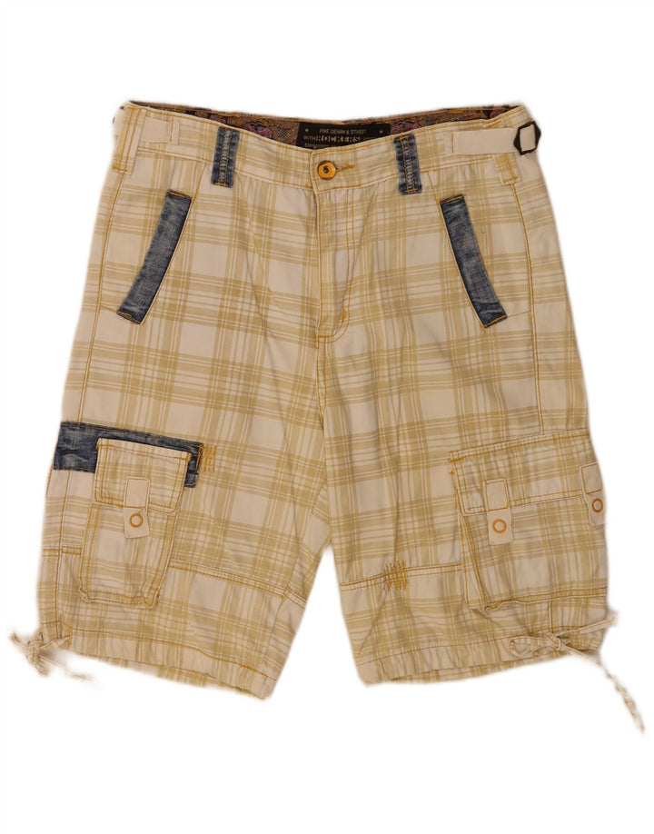 Pantaloni scurți vintage pentru bărbați obișnuiți IT 48 Medium W34 în carouri bej