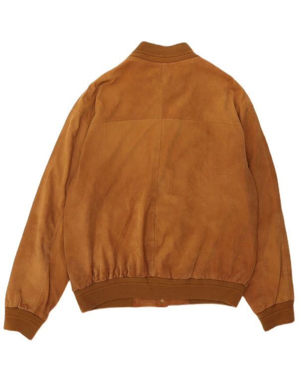 Jachetă Bomber Vintage pentru bărbați din piele intoarsa IT 56 3XL din piele maro