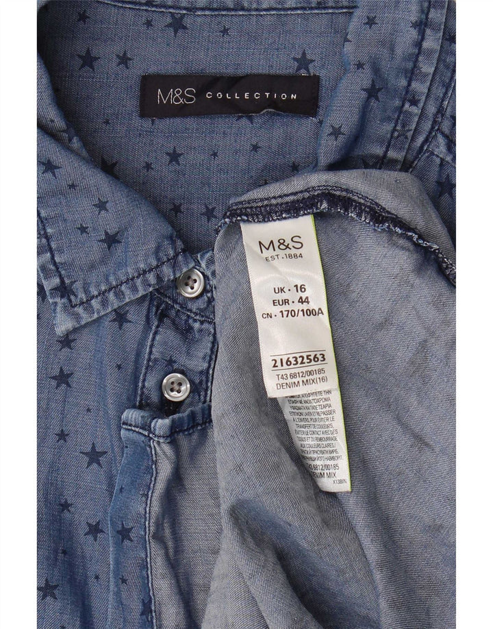 Cămașă pentru femei Marks & Spencer cu paragate cu model abstract UK 16 Large Blue