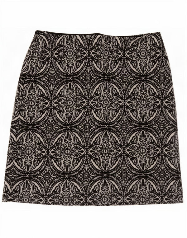 Fustă mini pentru femei Marks & Spencer UK 12 Medium W30 Poliester Paisley Negru