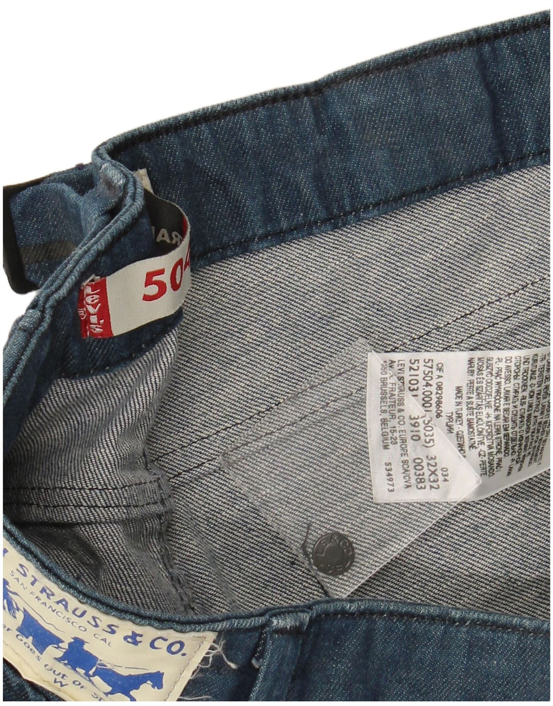 Blugi drepti pentru bărbați LEVI'S 504 W32 L32 bumbac bleumarin