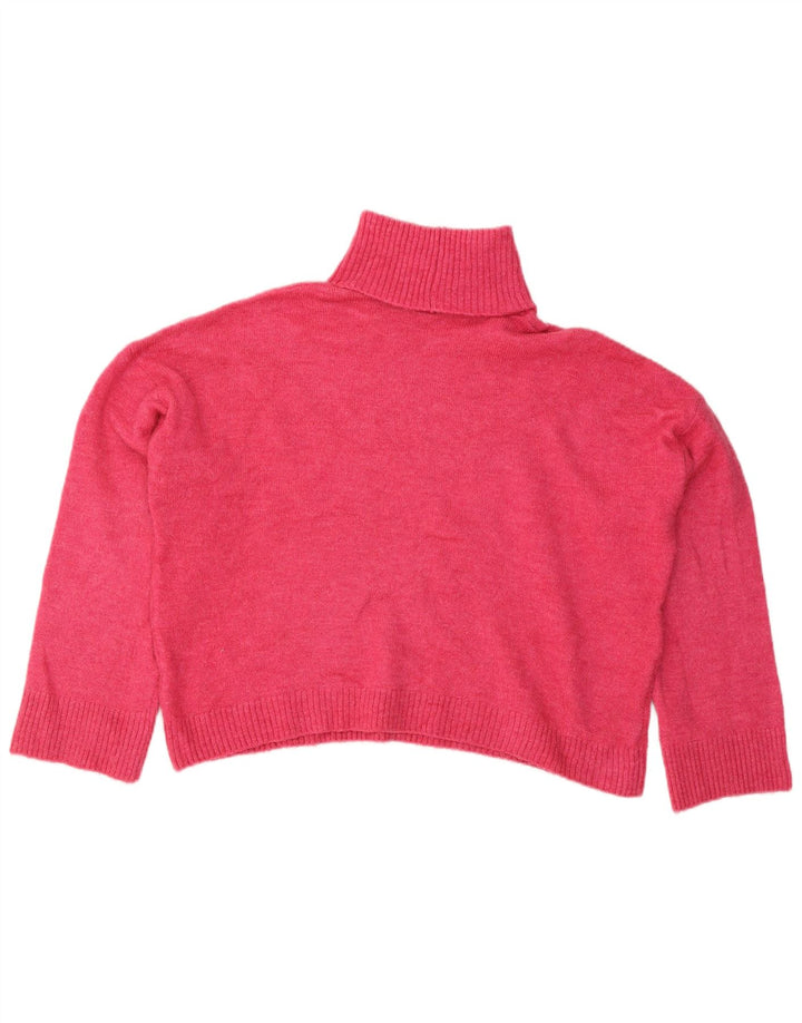 Pulover de damă Zara Crop supradimensionat cu gât rulat, Roz mediu, UK 14